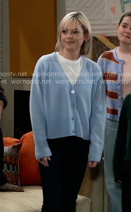 Maxie’s blue v-neck cardigan on General Hospital