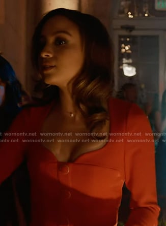 May’s red button front sweetheart dress on 9-1-1