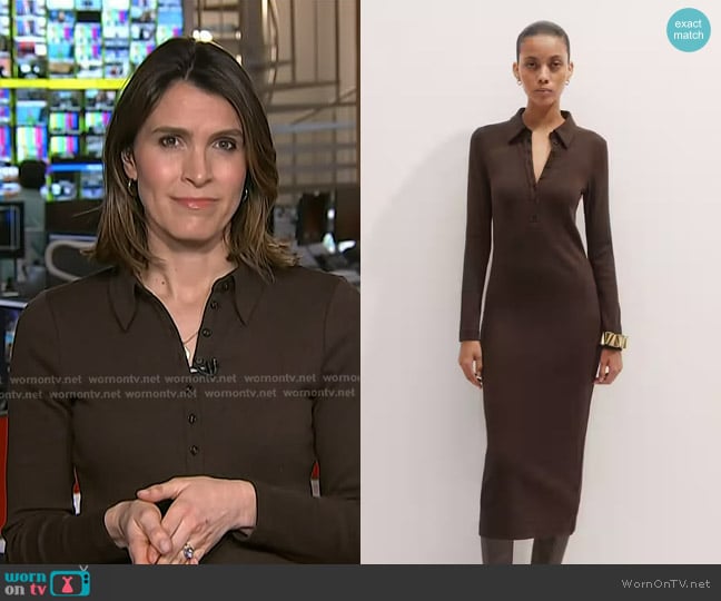 Me + Em Rib Midi Shirt Dress in Chocolate Melange worn by Molly Hunter on Today