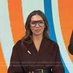 Melissa’s brown wrap jacket and pants on Today