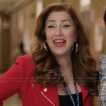 Melissa’s red moto jacket on Abbott Elementary