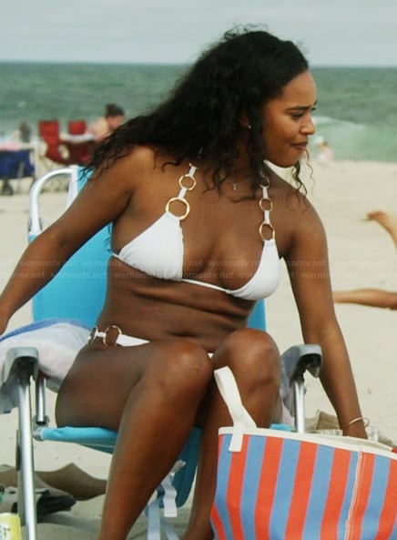 Mia’s white ring detail bikini set on Summer House