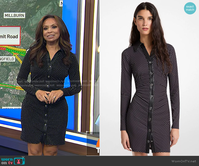 Michael Kors Ruched Snap Collared Neck Mini Dress worn by Adelle Caballero on Today