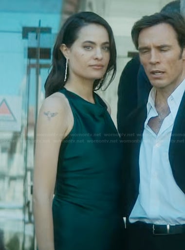 Mira’s green satin dress on Vanished