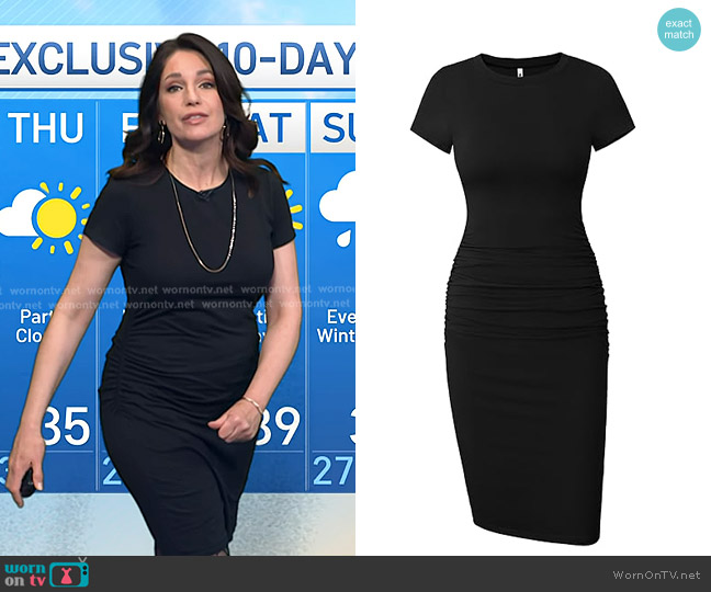 Missufe Short Sleeve Ruched Casual Sundress worn by Maria Larosa on Today