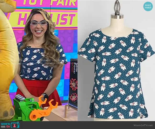 Modcloth Polar Bear and Polka Dot Blouse worn by Katie Linendoll on Today