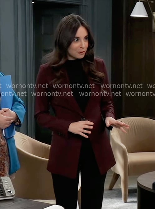 Molly’s burgundy blazer on General Hospital