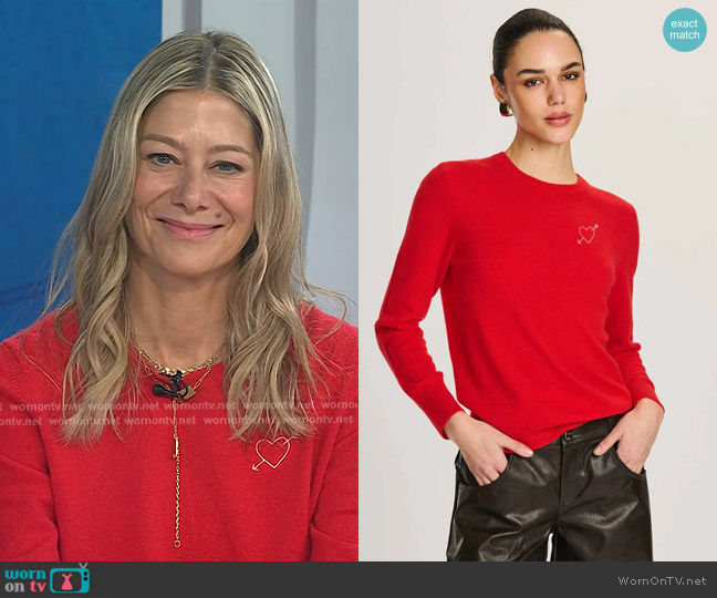 Naadam Love Struck Cashmere Sweater in Cherry Red worn by Dr. Jennifer Haythe on Today