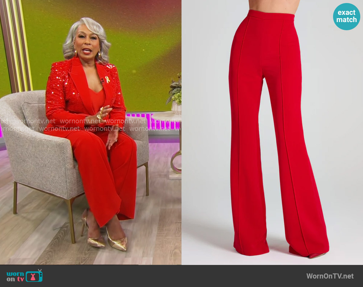 Nadine Merabi Charlotte Red Pants worn by Anita Dupree (Tamara Tunie) on Beyond the Gates