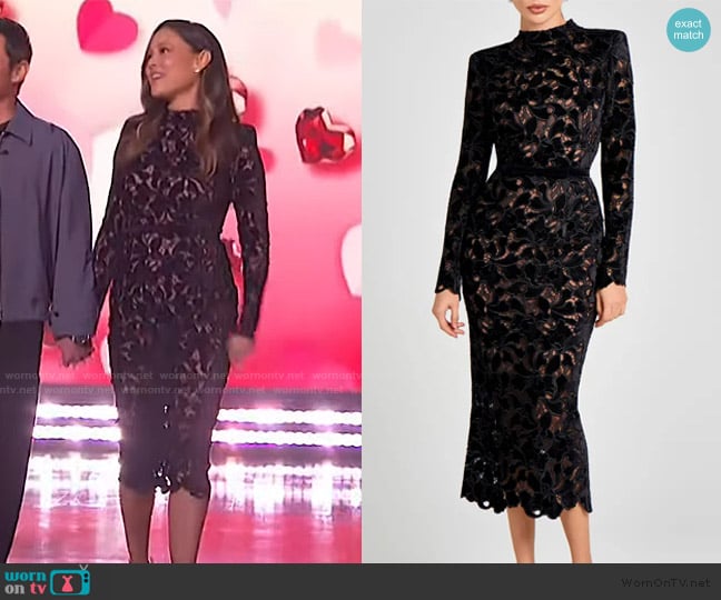 Nadine Merabi Long Sleeve Lace Cocktail Dress worn by Vanessa Lachey on The Jennifer Hudson Show