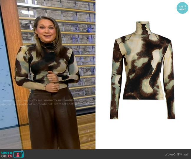 Nanushka Nayeli Tie Dye Turtleneck Top worn by Ginger Zee on Good Morning America
