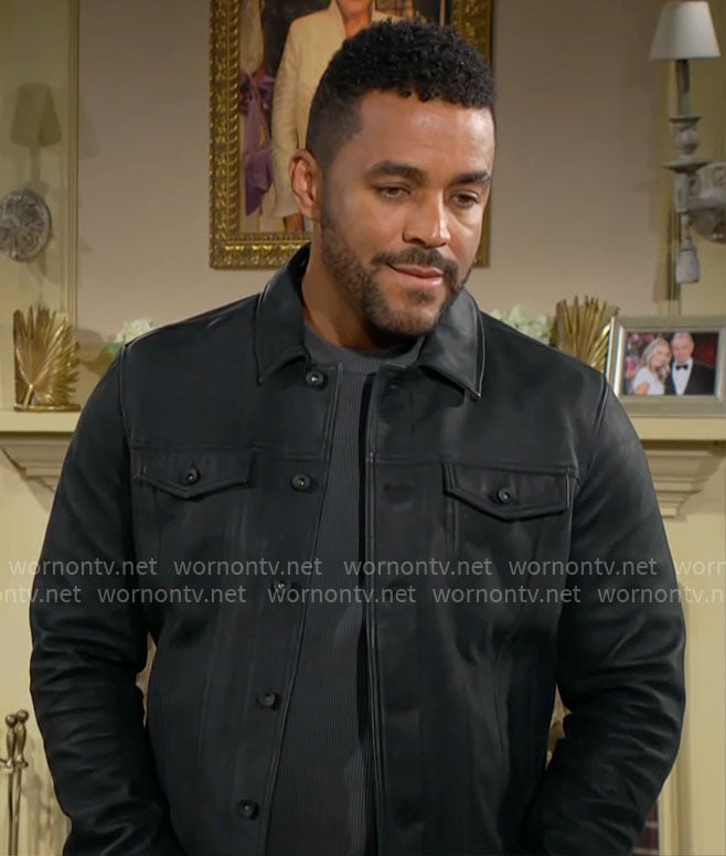 Nate’s black leather jacket on The Young and the Restless