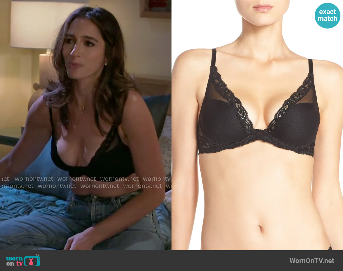 Natori Feathers Plunge Bra worn by Ashley Morgan (Jen Jacob) on Beyond the Gates