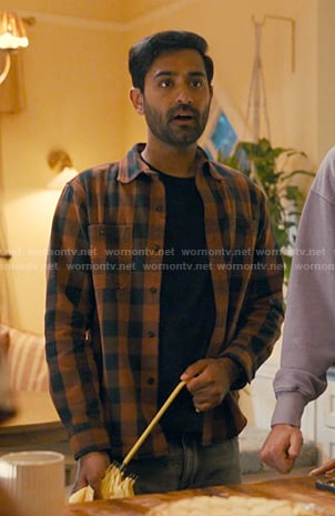 Naveen’s brown check print shirt on The Burbs