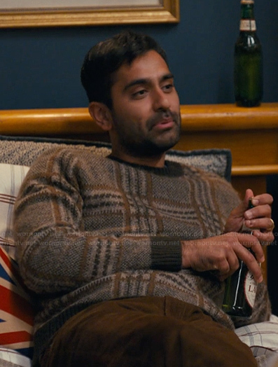 Naveen’s brown plaid sweater on The Burbs