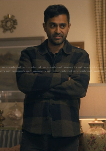 Naveen’s green plaid shirt jacket on The Burbs