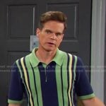 Leo’s navy and green striped polo shirt on Days of our Lives