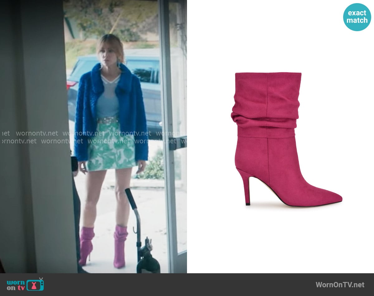 Nine West Slouch Dress Booties in Dark Pink worn by Morgan Gillory (Kaitlin Olson) on High Potential