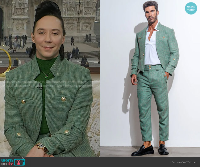 Orttu Star Neck Jacket in Green worn by Johnny Weir on Today