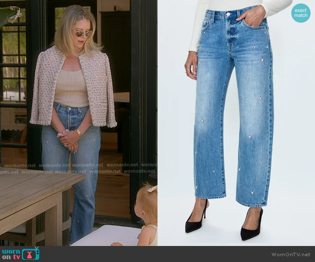 Pistola Lexi Mid Rise Bowed Straight Jean in Confetti Vintage worn by Amanda Frances on The Real Housewives of Beverly Hills