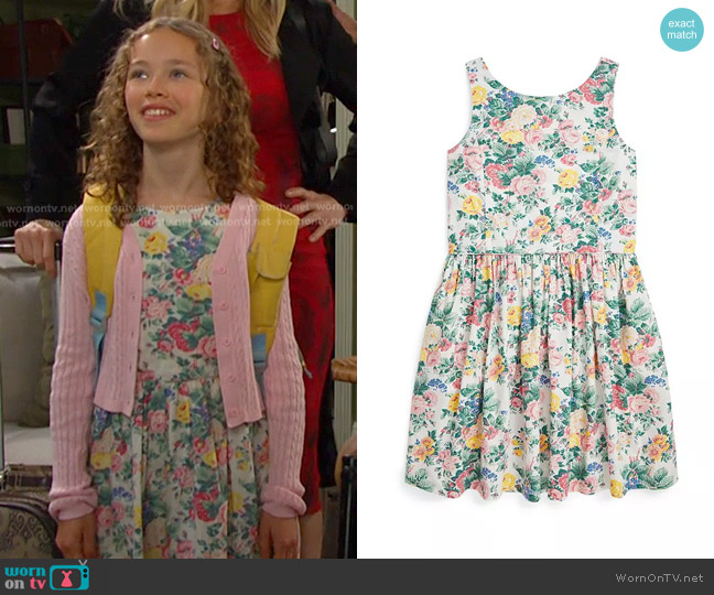 Polo Ralph Lauren Big Girls Floral Cotton Dress worn by Rachel Black (Alice Halsey) on Days of our Lives