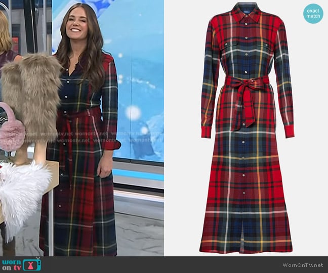 Polo Ralph Lauren Checked Cotton-blend Shirt Dress worn by Monica Mangin on Today