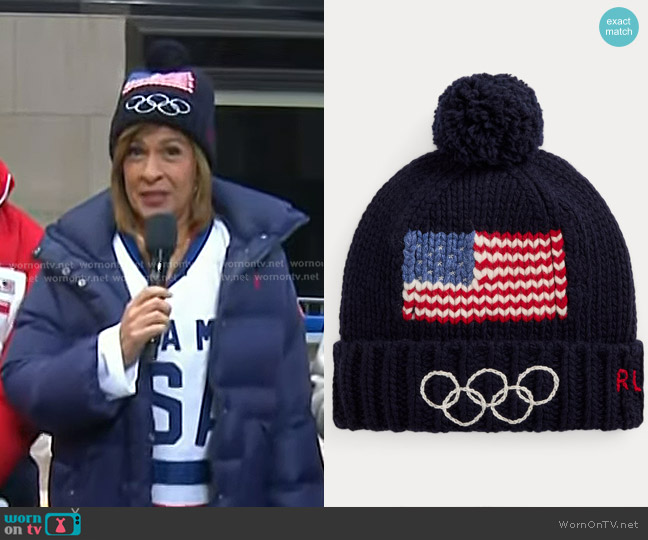 Polo Ralph Lauren Team USA Flag Wool Beanie worn by Hoda Kotb on Today
