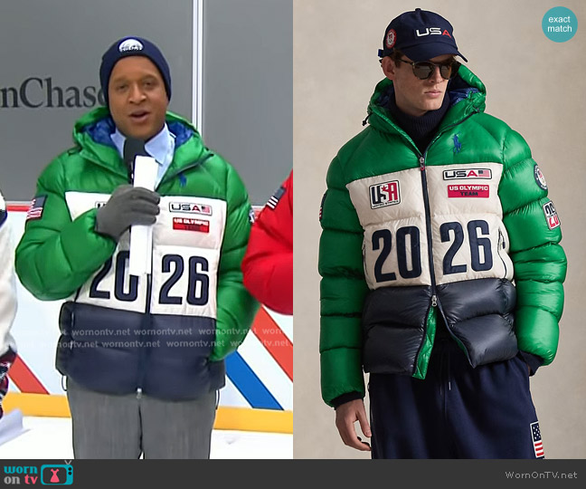 Polo Ralph Lauren Team USA Hawthorne Jacket in Billiard Multi worn by Craig Melvin on Today