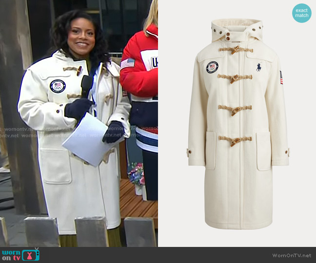 Polo Ralph Lauren Team USA Opening Ceremony Toggle Coat worn by Sheinelle Jones on Today