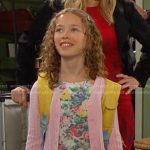 Rachel’s floral dress and pink cable knit cardigan on Days of our Lives