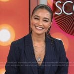 Rachel Smith’s navy pinstripe blazer and pants on Today