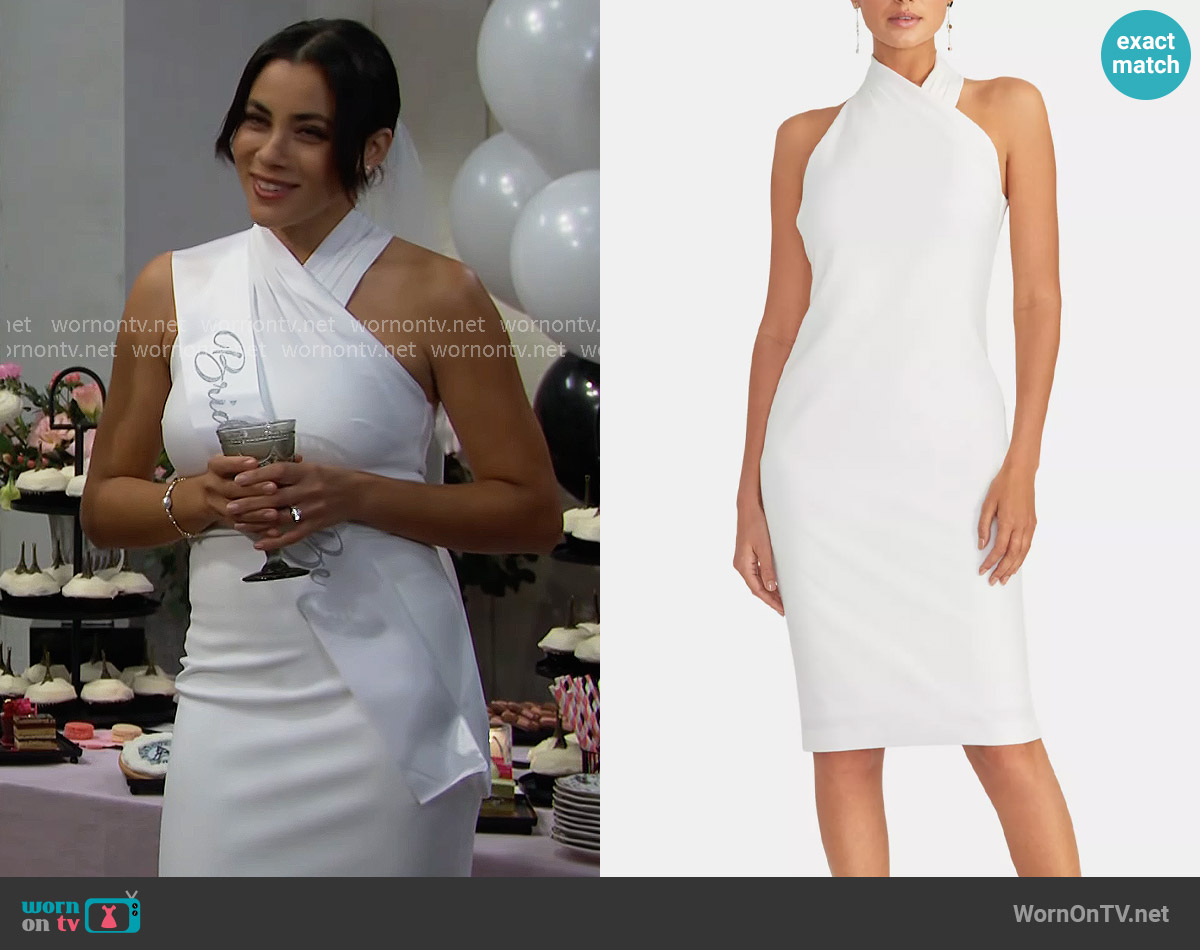 RACHEL Rachel Roy Sleeveless Halter Sheath Dress worn by Daphne Rose (Murielle Hilaire) on The Bold and the Beautiful