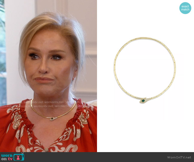 Rachel Zoe 14K Gold Plated Sterling Silver Snake Collar Necklace worn by Kathy Hilton on The Real Housewives of Beverly Hills