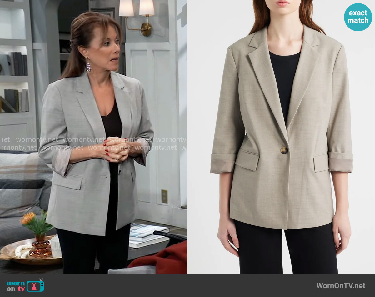 Rag and Bone Jennie Wool Blend Blazer in Light Taupe worn by Alexis Davis (Nancy Lee Grahn) on General Hospital