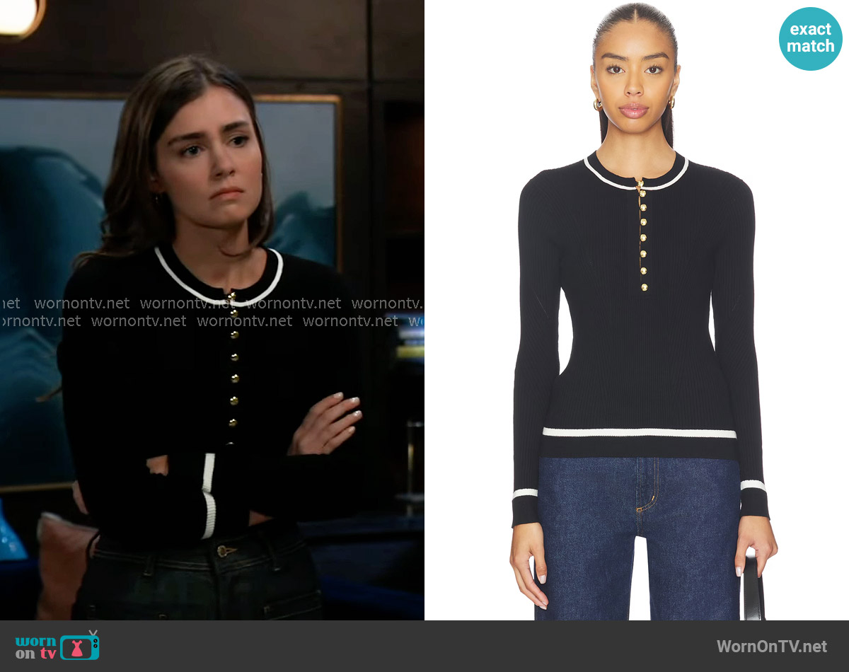 Rag and Bone Kassy Rib Henley Top worn by Emma Scorpio-Drake (Braedyn Bruner) on General Hospital