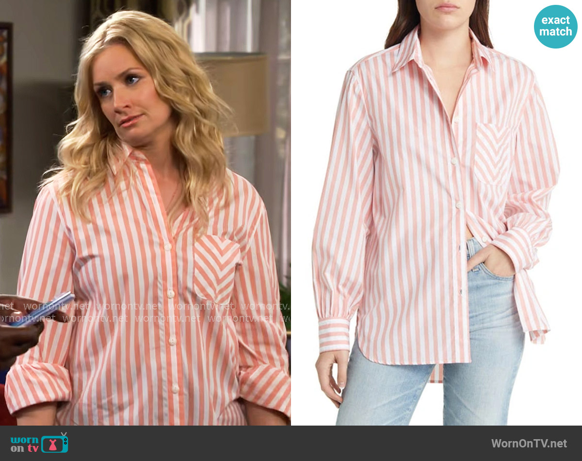 Rag and Bone Maxine Shirt worn by Gemma (Beth Behrs) on The Neighborhood