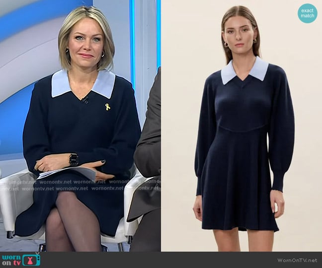 Rebecca Taylor Rhea Sweater Dress in Navy worn by Dylan Dreyer on Today