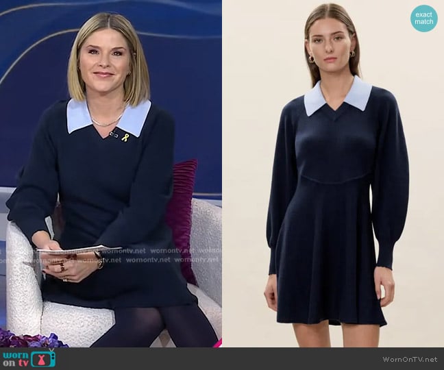 Rebecca Taylor Rhea Sweater Dress in Navy worn by Jenna Bush Hager on Today