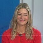 Dr. Jennifer Haythe’s red heart sweater and studded flat shoes on Today