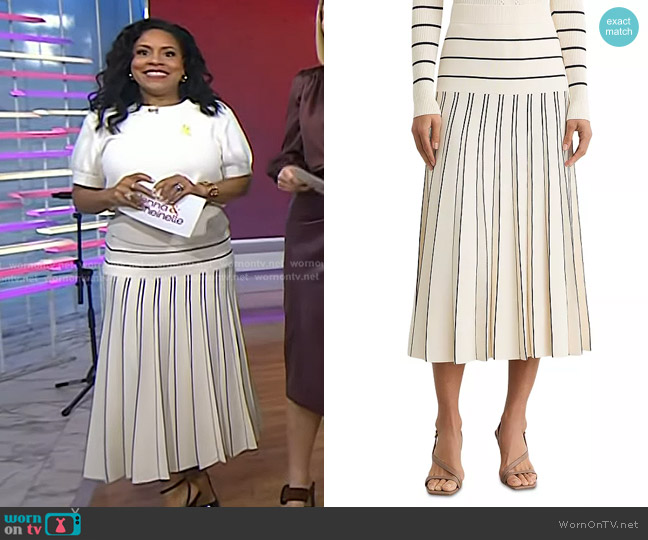 Reiss Alice Pleated Skirt in Ivory Black worn by Sheinelle Jones on Today