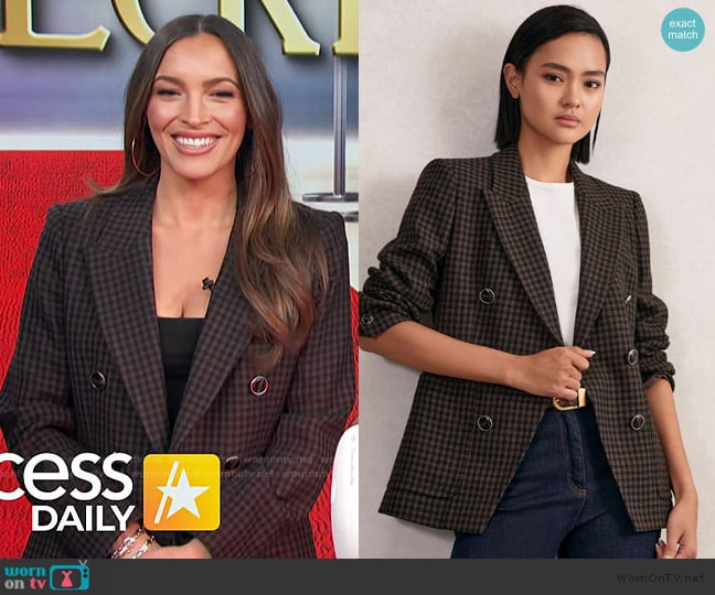 Reiss Ayla Blazer worn by Emily Orozco on Access Hollywood