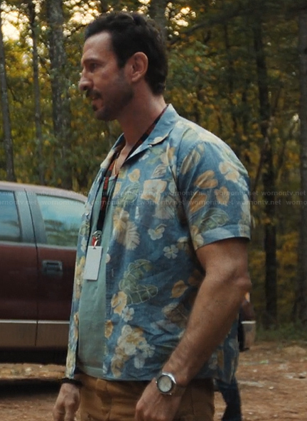 Richard’s blue floral print shirt on His & Hers
