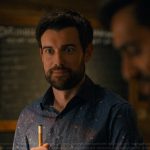 Rob’s blue printed shirt on The Burbs
