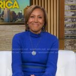 Robin’s blue ribbed belted sweater on Good Morning America