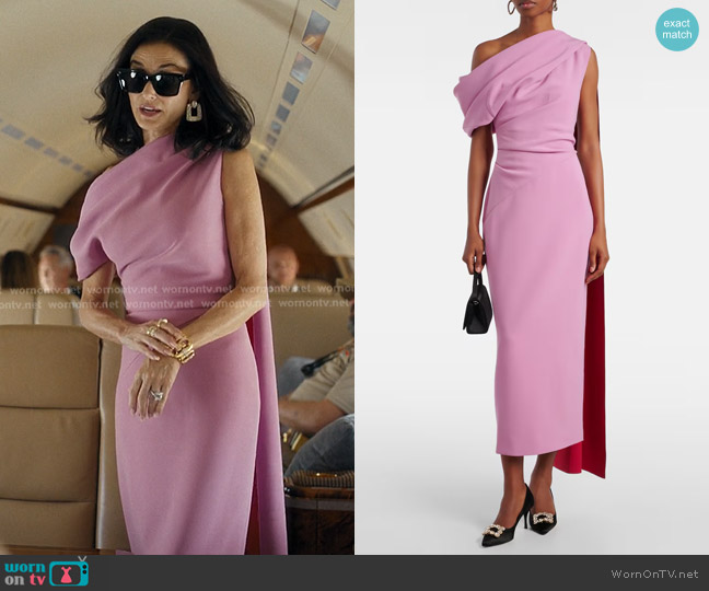 Roksanda Maite Caped Draped Midi Dress worn by Cami Miller (Demi Moore) on Landman
