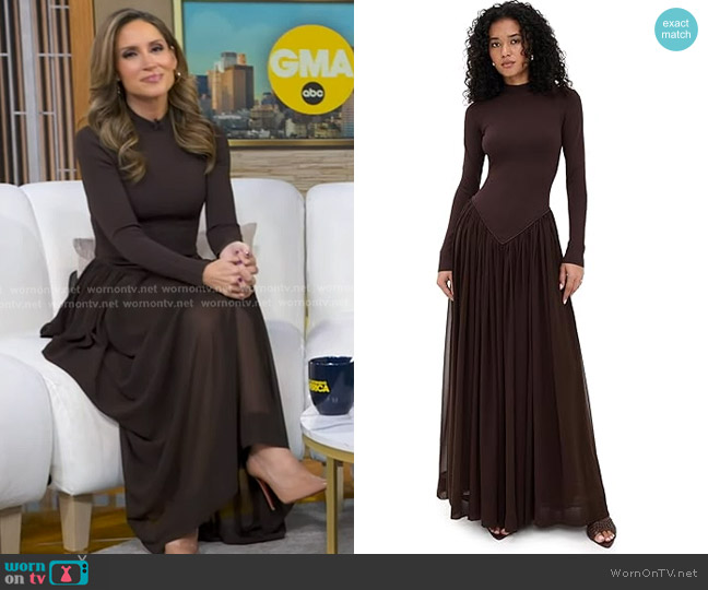 Ronny Kobo Speck Knit Dress in Chicory worn by Rhiannon Ally on Good Morning America