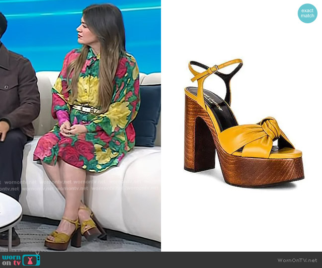 Saint Laurent Bianca Sandals in yellow worn by Kelly Clarkson on Today
