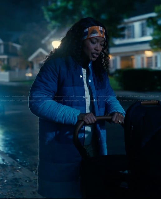 Samira’s blue padded coat on The Burbs
