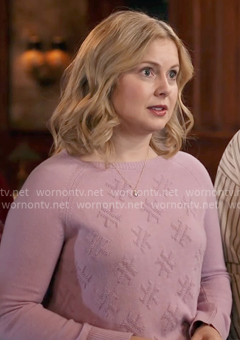 Sam’s lilac cross pattern sweater on Ghosts