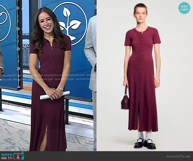 Sandro Milla Knit Maxi Dress in Bordeaux worn by Kaylee Hartung on Today